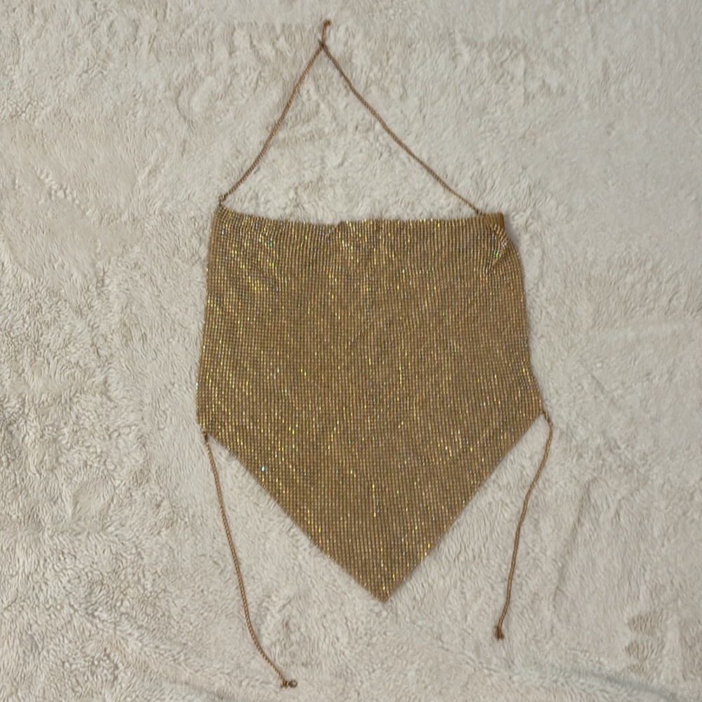 Chainmail Top. Holly Luxe Diamanté Top - Gold Iridescent - Picture 6 of 16